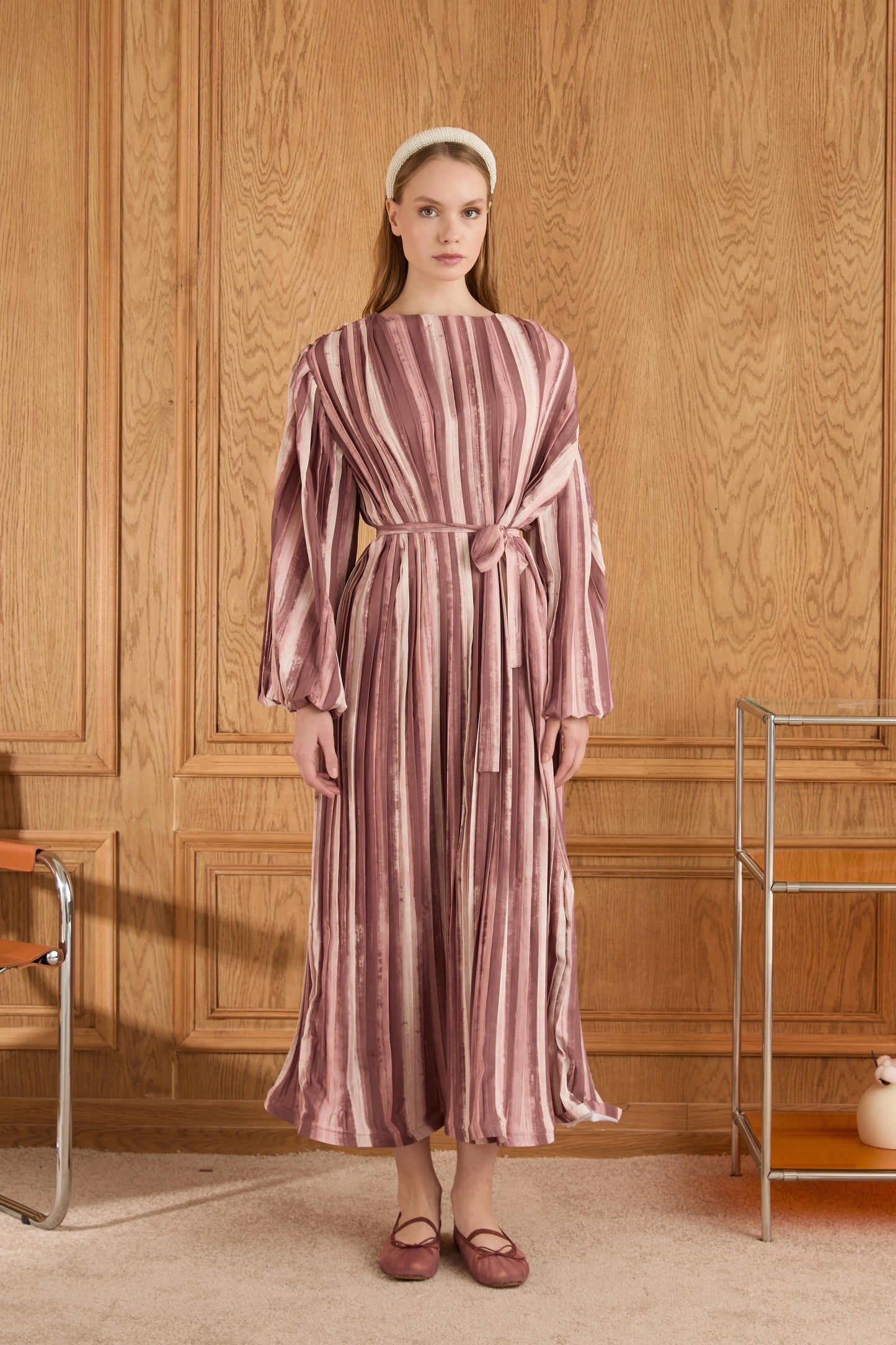 Bernadette grain pleated dress