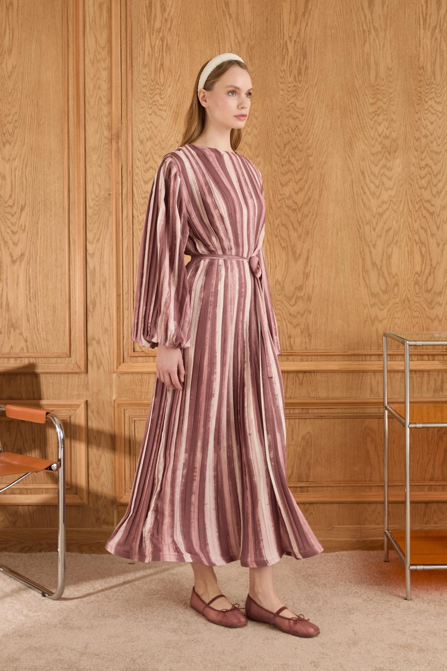 Bernadette grain pleated dress