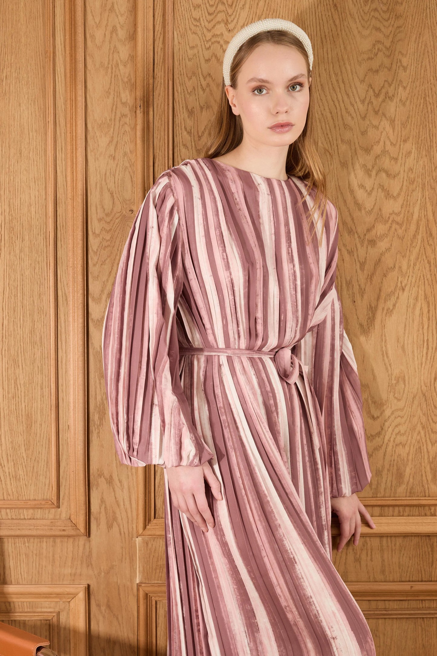 Bernadette grain pleated dress