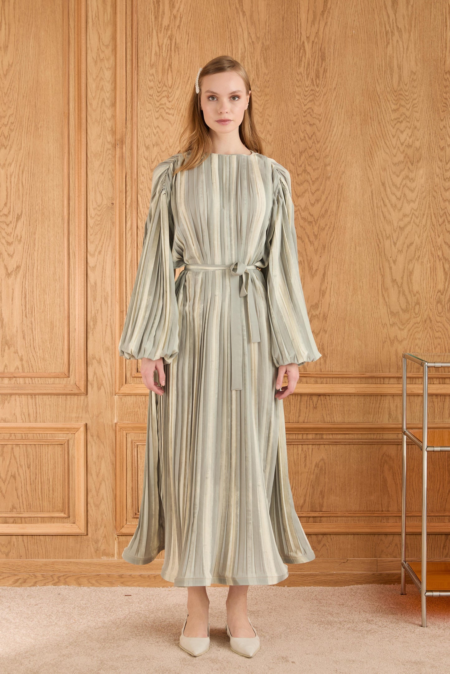 Robe longue plissée