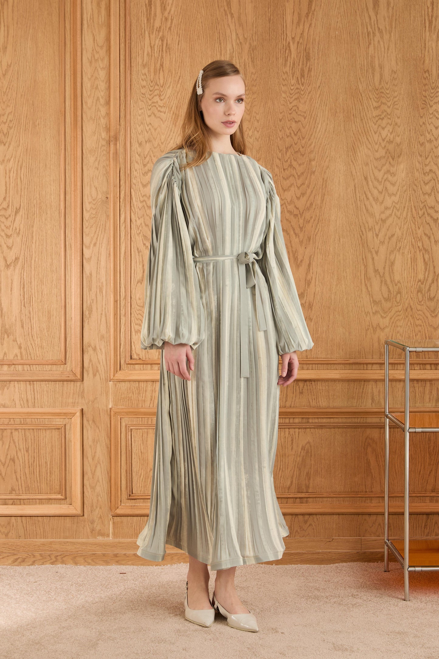 Bernadette grain pleated dress