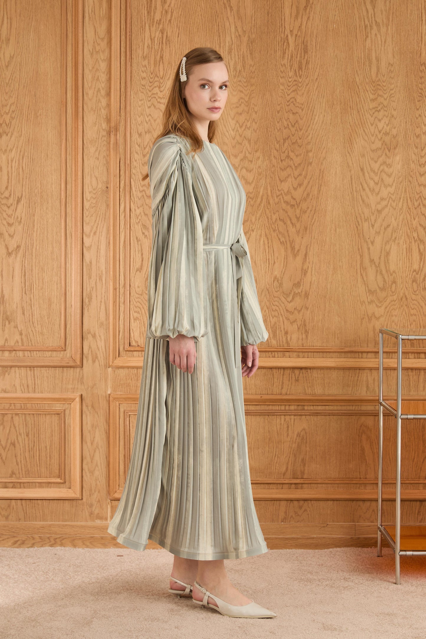 Bernadette grain pleated dress